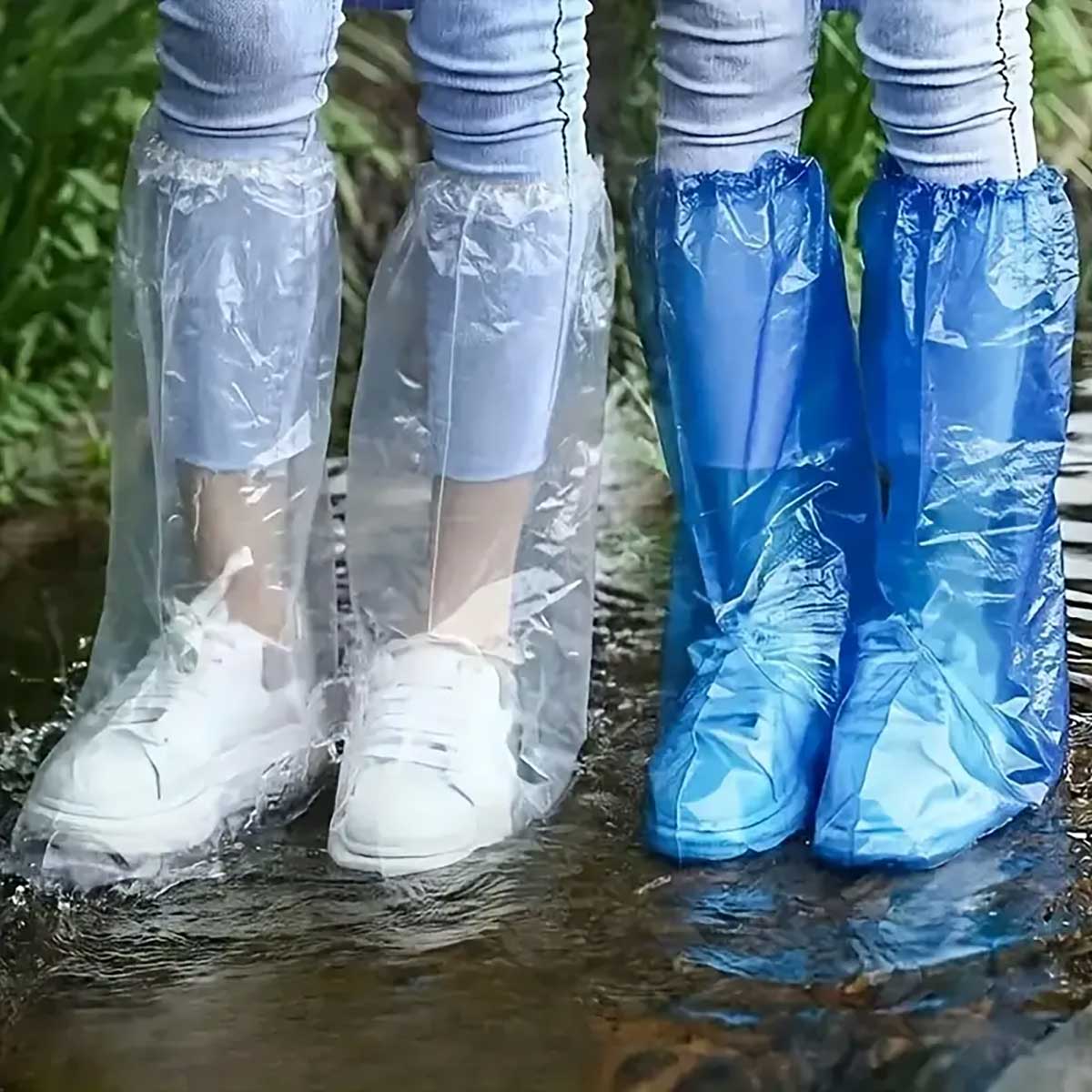 Wegwerp overschoenen plastic hoog model - Afbeelding 2