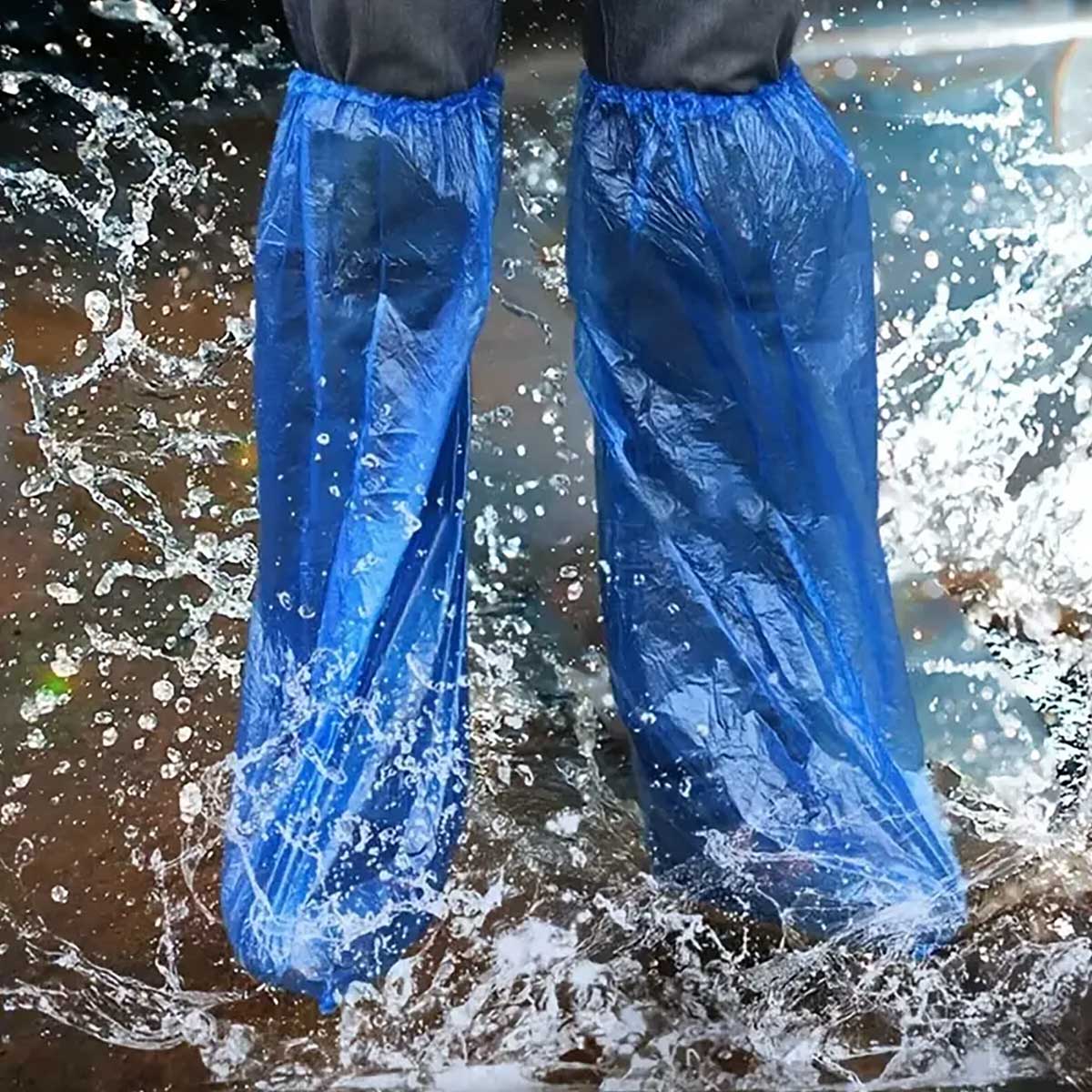 Wegwerp overschoenen plastic hoog model - Afbeelding 3