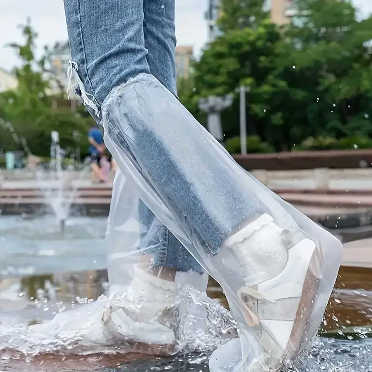 Wegwerp overschoenen plastic hoog model - Afbeelding 4